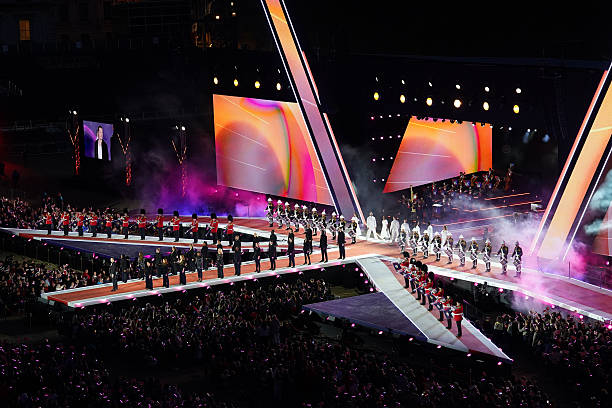 John Newman performs during the concert celebrating the 80th Anniversary of VE Day, held at the historic Horse Guards Parade on May 8, 2025 in...