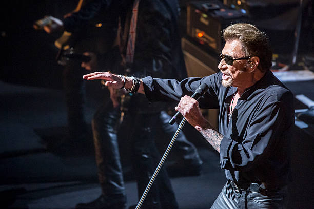 Johnny Hallyday performs in concert at Gran Teatre del Liceu on March 8, 2016 in Barcelona, Spain.