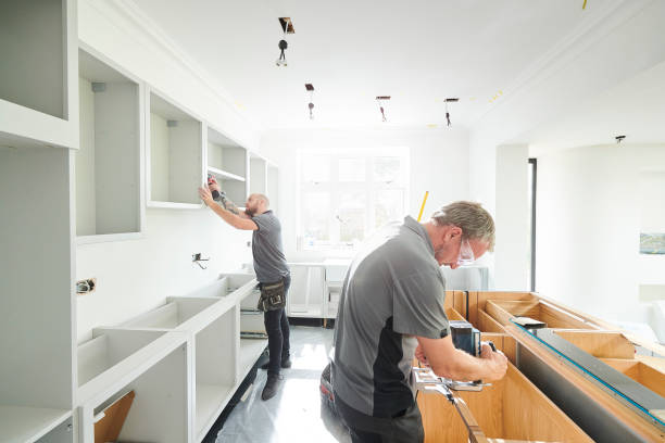 joinery team fitting a kitchen - home decoration stock pictures, royalty-free photos & images