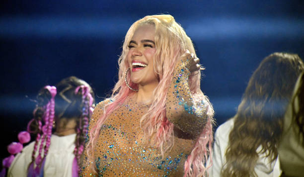 Karol G performs during her "Mañana Será Bonito" Tour at Camping World Stadium on September 24, 2023 in Orlando, Florida.