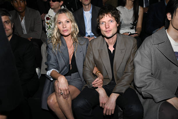 Kate Moss and Nikolai von Bismarck attend the Dior Homme Menswear Spring/Summer 2025 show as part of Paris Fashion Week on June 21, 2024 in Paris,...