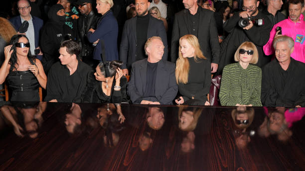 Katy Perry, Bill Skarsgård, Salma Hayek, François-Henri Pinault, Nicole Kidman, Anna Wintour and Kyle MacLachlan at Balenciaga RTW Spring 2025 as...