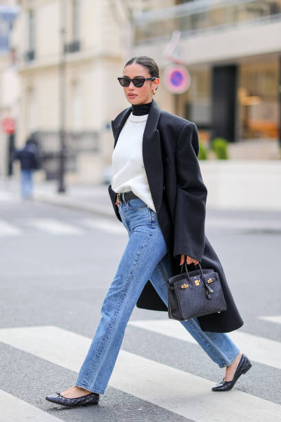 Kelsey Merritt is seen on February 28, 2023 in Paris, France.