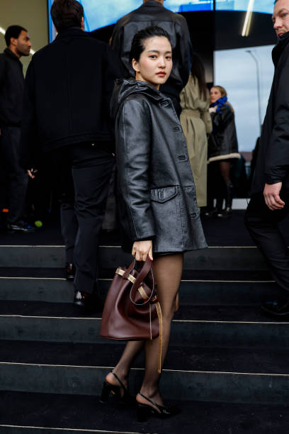 Kim Tae-ri arrives at the Prada fashion show during the Milan Menswear Fall/Winter 2025 - 2026 Fashion Week on January 19, 2025 in Milan, Italy.