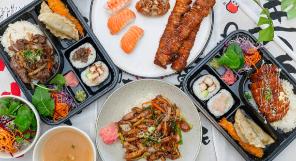 korean food table. - junk food stock pictures, royalty-free photos & images