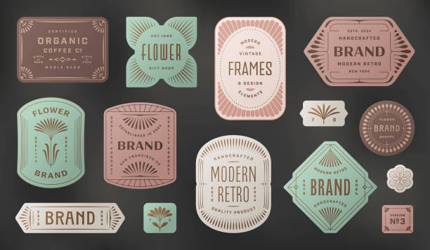 labels badges and frames - home decoration stock illustrations