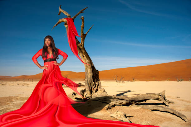 lady in red dress - fashion stock pictures, royalty-free photos & images