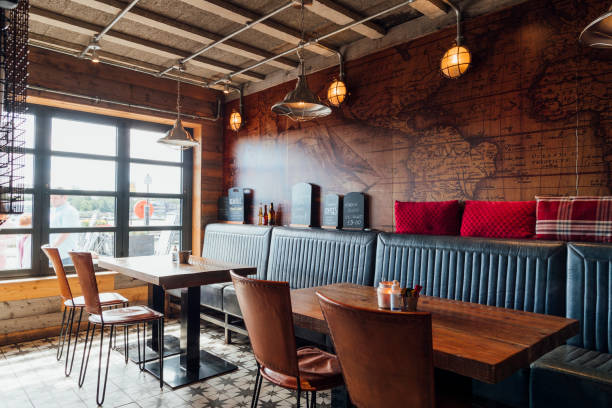 leeg restaurant - home decoration stockfoto's en -beelden