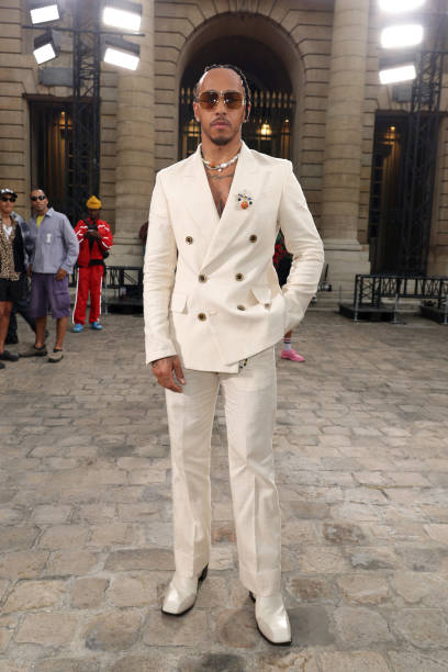 Lewis Hamilton attends the Wales Bonner Menswear Spring/Summer 2024 show as part of Paris Fashion Week on June 21, 2023 in Paris, France.
