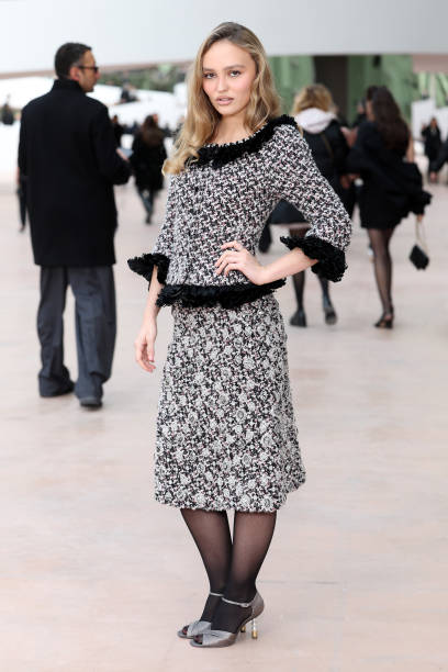 Lily-Rose Depp attends the Chanel Haute Couture Spring-Summer 2025 show as part of Paris Fashion Week on January 28, 2025 in Paris, France.