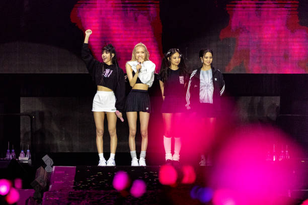 Lisa, Rosé, Jennie and Jisoo perform onstage at BLACKPINK World Tour Born Pink held at the Banc of California Stadium on November 20, 2022 in Los...