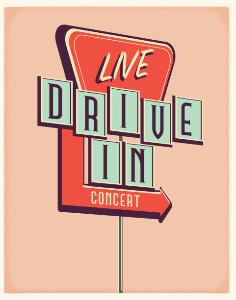 live drive in concert sign poster design - concert stock illustrations