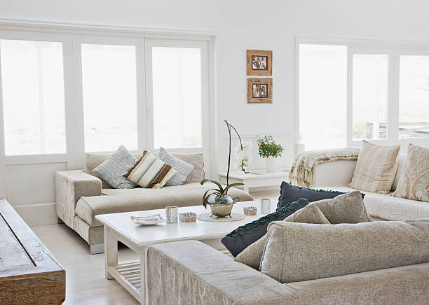 living room of modern home - home decoration stock pictures, royalty-free photos & images