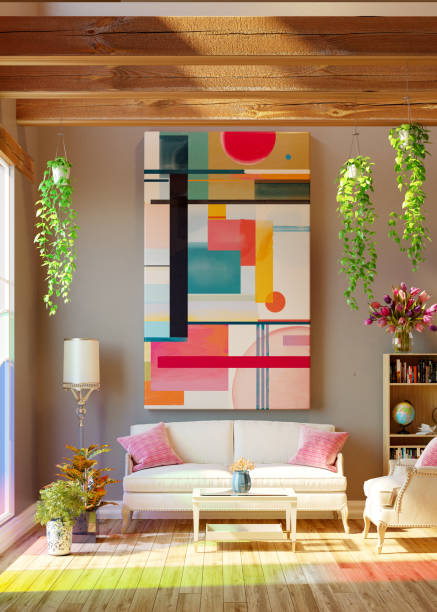 living room with wooden beams - home decoration stock pictures, royalty-free photos & images