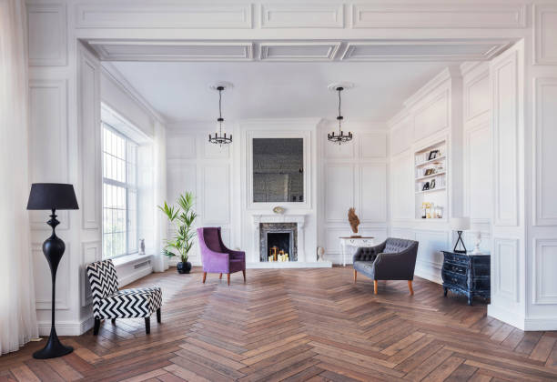 loft studio apartment in a classic style - home decoration stock pictures, royalty-free photos & images