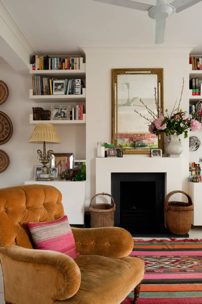 london flat of interior designer sarah vanrenen - home decoration stock pictures, royalty-free photos & images