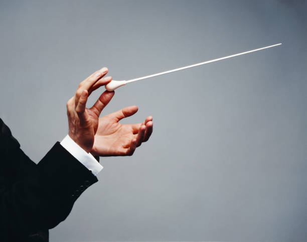 male conductor holding baton, close-up of hands - concert stock pictures, royalty-free photos & images
