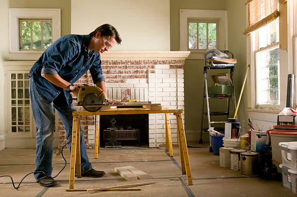 man renovating home interior - home decoration stock pictures, royalty-free photos & images