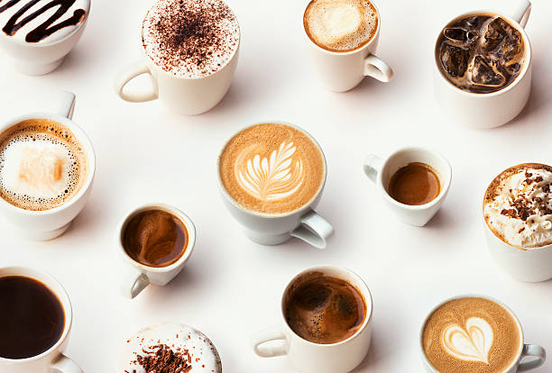 many different types of gourmet coffee, selection - coffee stockfoto's en -beelden