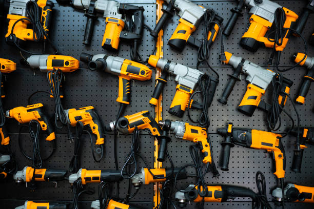 many electric drills on the shelf - home decoration stock pictures, royalty-free photos & images