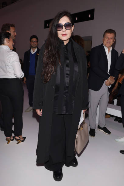 Marina Abramović is seen front row at the Fendi fashion show during Milan Fashion Week Womenswear Spring/Summer 2025 on September 17, 2024 in Milan,...
