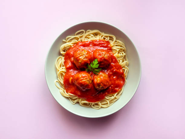 meatballs in spaghetti - food stock pictures, royalty-free photos & images