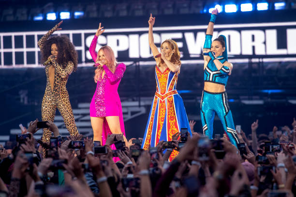 Mel B, Emma Bunton, Geri Halliwell and Melanie C of The Spice Girls perform on the first night of the bands tour at Croke Park on May 24, 2019 in...
