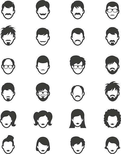 menschen symbole - hairstyle stock-grafiken, -clipart, -cartoons und -symbole