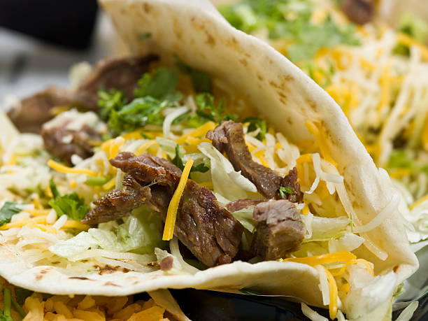 mexican steak taco - junk food stock pictures, royalty-free photos & images