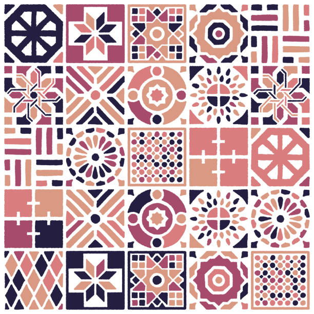 mexican talavera seamless pattern design - garden decoration stock illustrations