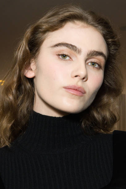 Mia Armstrong poses in backstage at the Max Mara fashion show during the Milan Fashion Week - Womenswear Fall/Winter 2025/2026 on February 26, 2025...