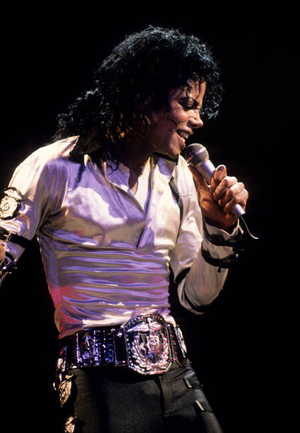 Michael Jackson performs in concert circa 1990.