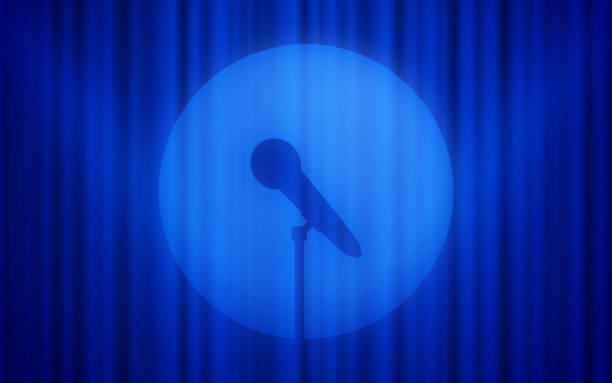 microphone stage performance stand up comedy spotlight background - concert stock illustrations