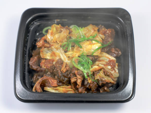 microwaved beef tendon and cabbage delicacy - junk food stock pictures, royalty-free photos & images
