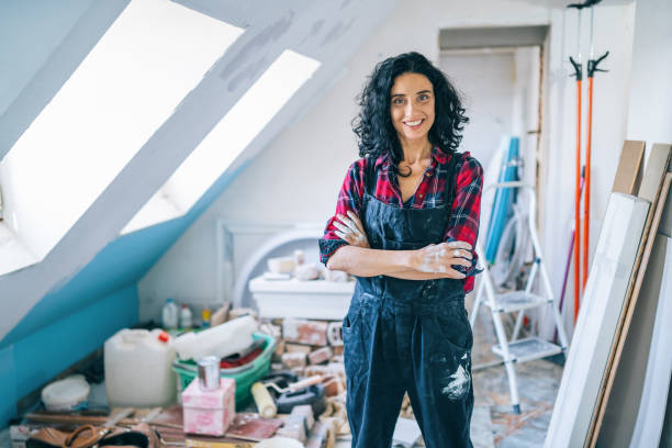 mid adult women enjoying home renovation - home decoration stock pictures, royalty-free photos & images