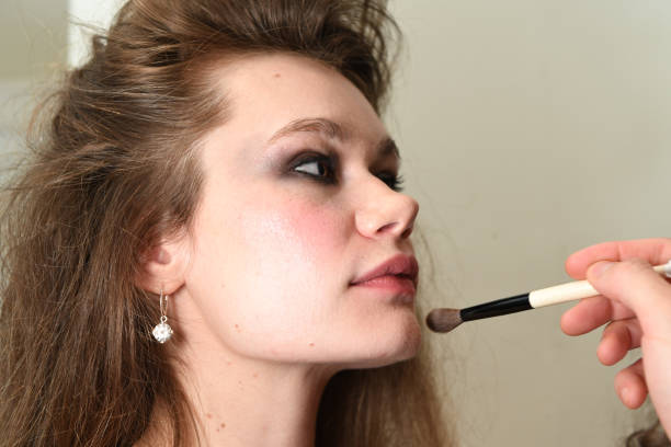 Model is seen backstage ahead of the Tammam x Stop Ecocide International show during London Fashion Week September 2024 at St James's Church...