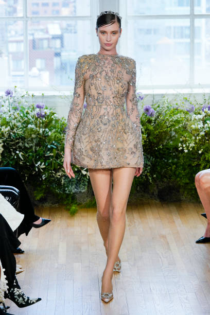 Model on the runway at Bronx and Banco Bridal Spring 2025 on April 4, 2024 in New York, New York.