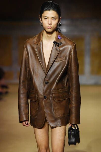 Model on the runway at the COACH Spring 2024 Ready To Wear Fashion Show and dinner event at the New York Public Library on September 7, 2023 in New...
