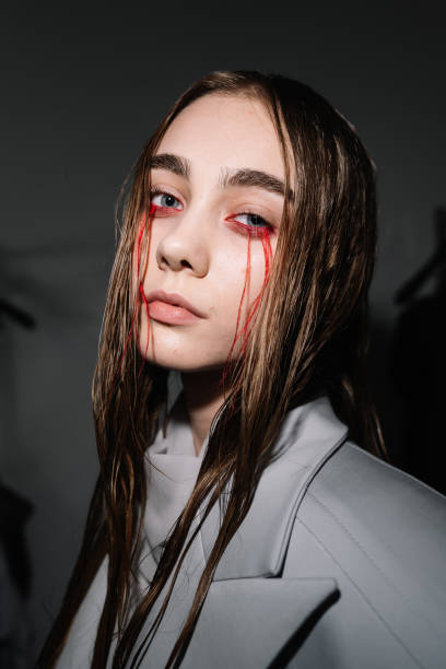 Model poses backstage at the Almaz Fashion Show during the Mercedes-Benz Bucharest Fashion Week 2024 on October 17, 2024 in Bucharest, Romania.