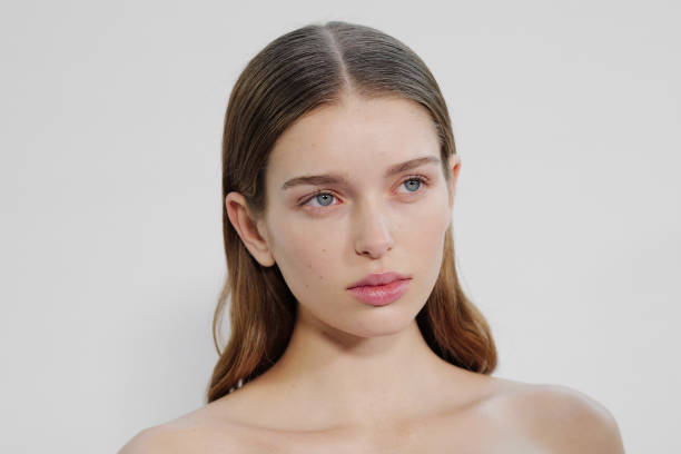 Model poses backstage prior to the Courreges Womenswear Fall/Winter 2025-2026 show as part of Paris Fashion Week on March 05, 2025 in Paris, France.