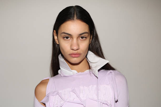 Model poses backstage prior to the Ottolinger Womenswear Fall/Winter 2024-2025 show as part of Paris Fashion Week on March 03, 2024 in Paris, France.