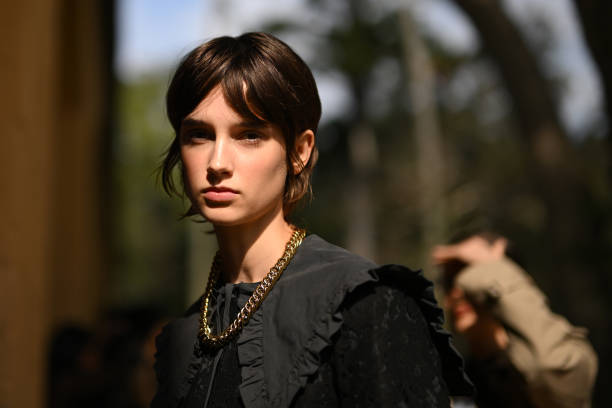Model prepares backstage ahead of the Blanca show during Australian Fashion Week Presented By Pandora 2024 at Vaucluse House on May 16, 2024 in...