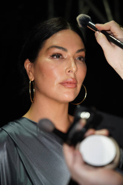 Model prepares backstage ahead of the Pandora's Closing Night show during Australian Fashion Week Presented By Pandora 2024 at Carriageworks on May...