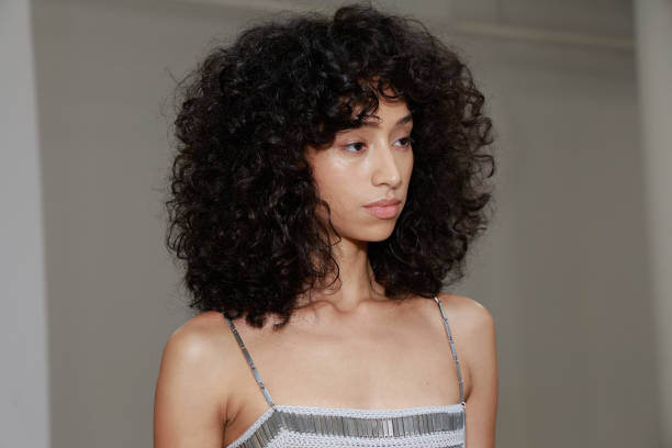 Model prepares backstage at the Jane Wade show during New York Fashion Week on September 11, 2024 in New York City.