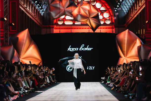 Model showcases designs by Kara Baker on the F The Invisible Runway during the Melbourne Fashion Festival 2025 at Royal Exhibition Building on March...