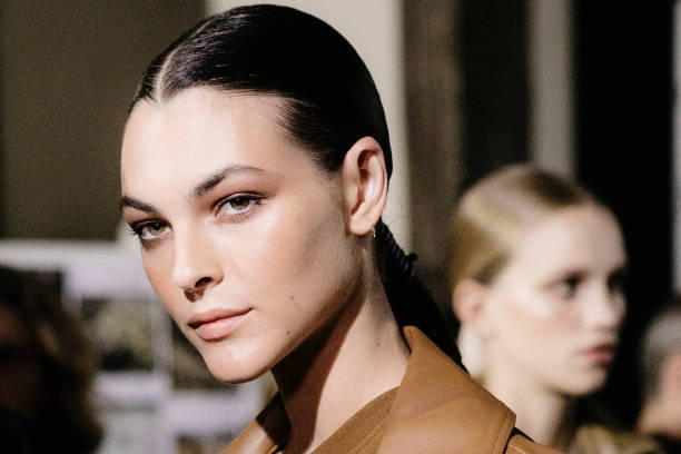 Model Vittoria Ceretti is seen backstage ahead of the Max Mara show during Milan Fashion Week Spring/Summer 2019 on September 20, 2018 in Milan,...