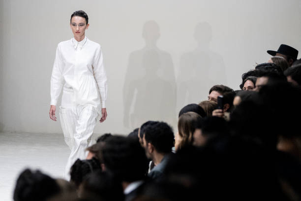 Model walks the runway at the Francisco Cancino show during Day 1 of Mercedes-Benz Fashion Week Mexico 2024 on October 15, 2024 in Mexico City,...