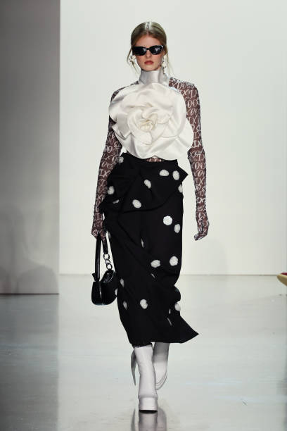 Model walks the runway at the Sixdo fashion show during New York Fashion Week The Shows at Gallery at Spring Studios on September 10, 2023 in New...