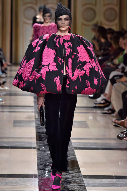 Model walks the runway during the Giorgio Armani Prive Haute Couture Fall/Winter 2017-2018 show as part of Haute Couture Paris Fashion Week on July...