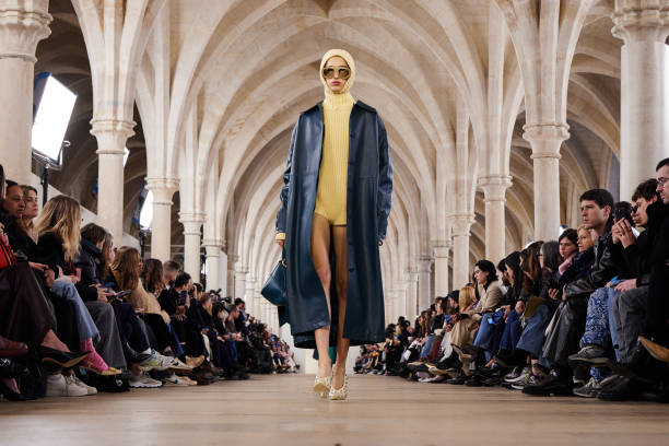 Model walks the runway during the Lanvin Womenswear Fall Winter 2023-2024 show as part of Paris Fashion Week on March 05, 2023 in Paris, France.